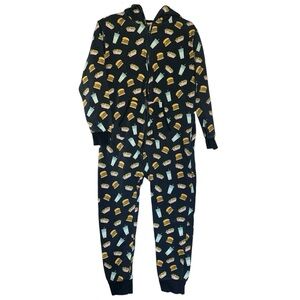 In N Out Burger one piece Jumpsuit Pajamas unisex size M black/multicolor
